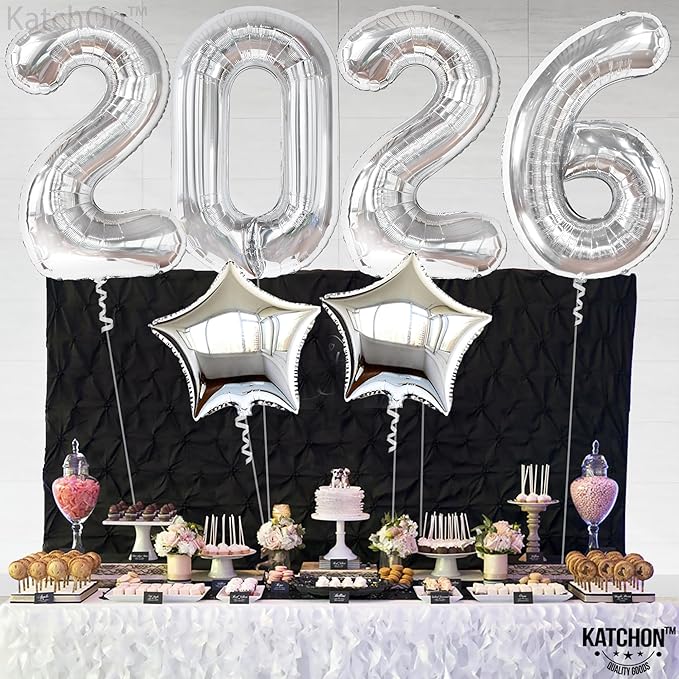 Katchon, Giant 2026 Balloons silver - 40 Inch | 2026 Graduation Decorations, Star Foil Balloons for Grad Party Decoration 2026, Graduation Decor, Graduation Balloons, Graduation Party Decorations 2026