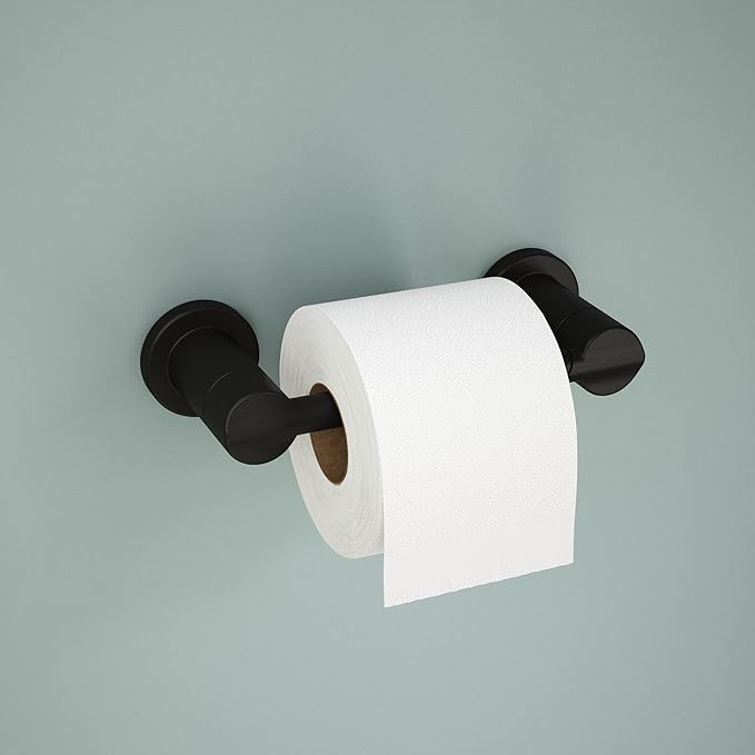 Delta Nicoli (1-Pack) Toilet Paper Holder Matte Black Tissue Roll Holder for Bathroom Organization and Storage Pivoting Toilet Tissue Holder Wall Bathroom Accessories NIC50-MB
