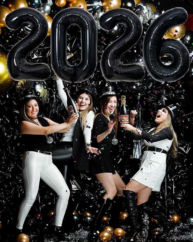 Black 2026 Balloons, Gaint 40 Inch Black 2026 Number Balloons,40 Inch 2026 Balloons for New Year Eve Party Supplies 2026, New Years Decorations 2026, Christmas, Graduations Decorations