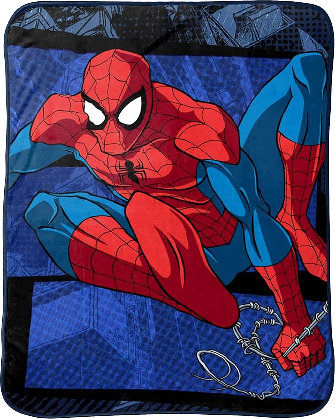 Jay Franco Marvel Spiderman Burst Throw 5-Piece Bundle-Includes Throw, Sheet Set