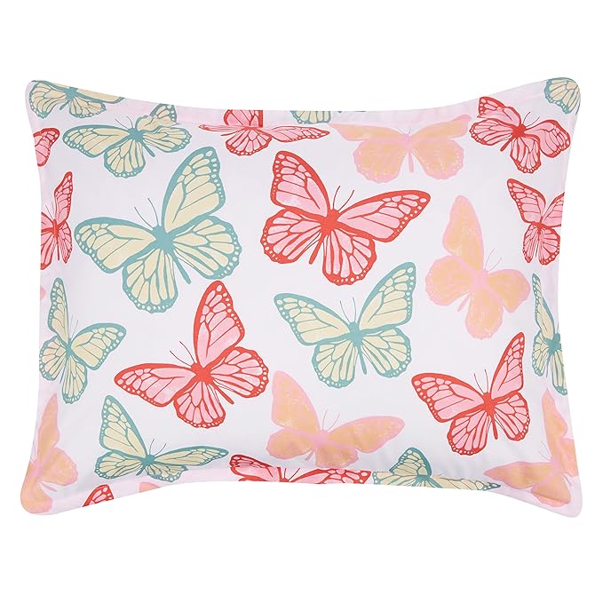 Amazon Basics 5-Piece Soft Microfiber Kid's Bed-in-a-Bag Bedding Set with Comforter, Sheets, Sham and Pillowcase, Twin, Butterfly Friends