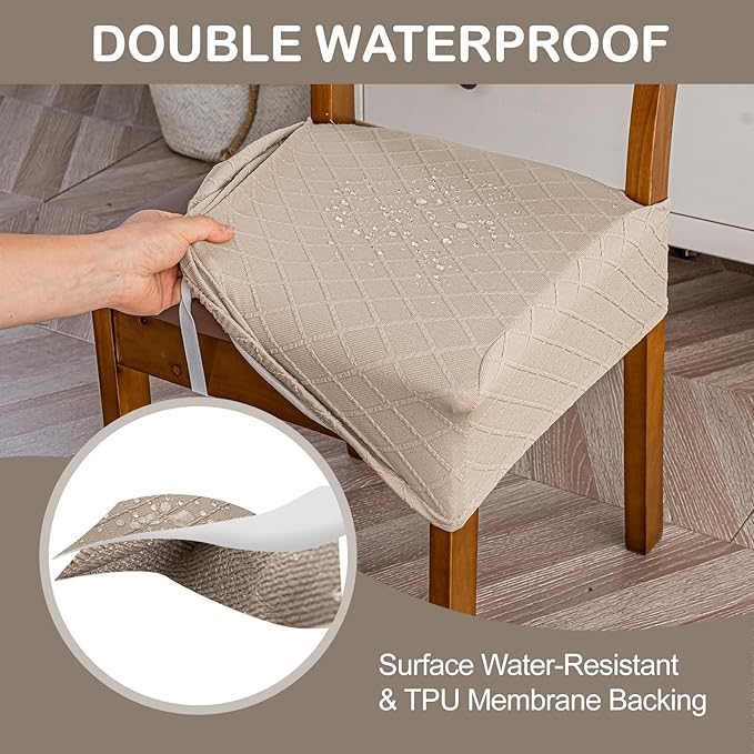 Genina Waterproof Seat Covers for Chairs Seat Covers for Dining Room Chair Slipcovers Kitchen Chair Covers Dining Chair Covers