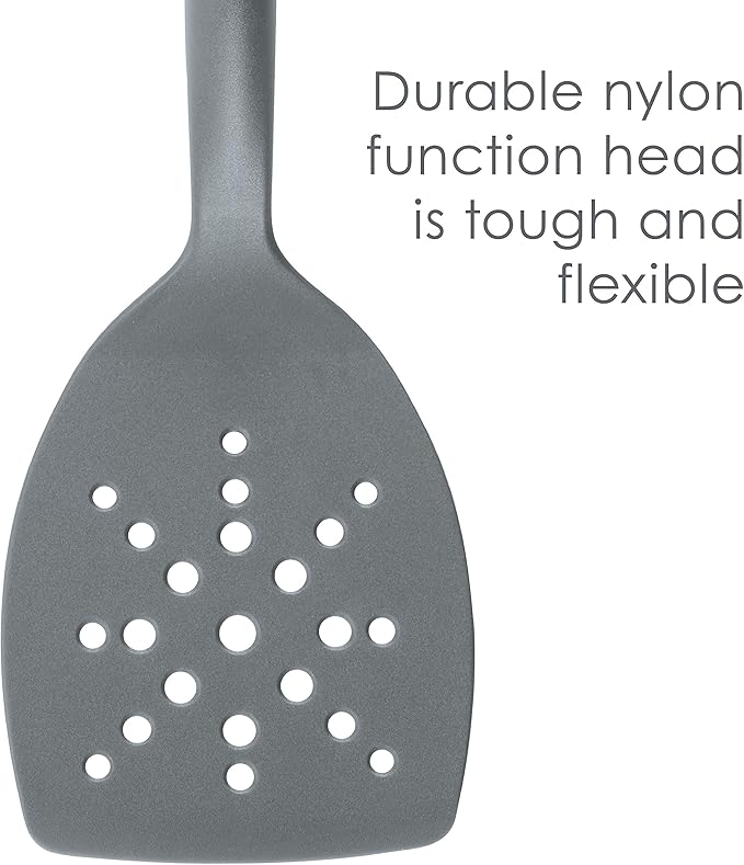 Rachael Ray Tools and Gadgets Spoon, Slotted and Solid Turners Set/ Cooking Utensils - 3 Piece, Gray