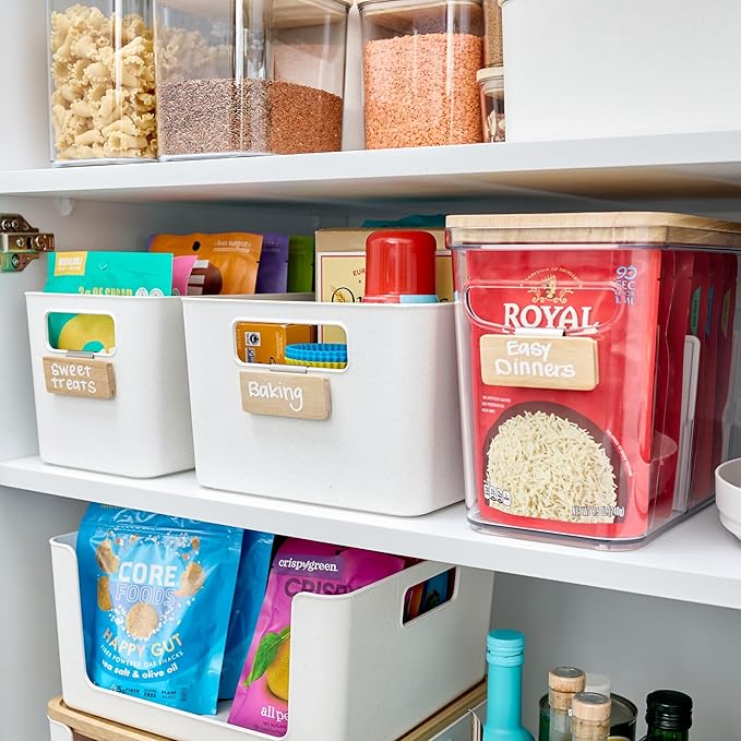iDesign Wood Clip-On Labels for Storage Bins, Set of 3, The Rosanna Pansino Collection – 3.25” L x 2.5” W x 2.5” H, Natural