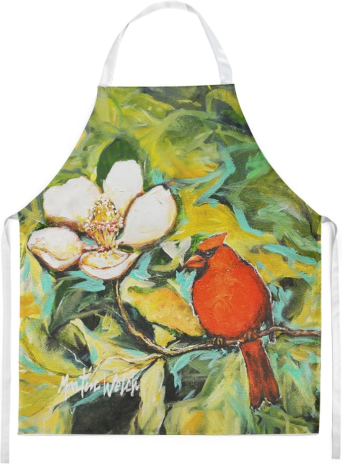 Caroline's Treasures Cardinal with Magnolia Apron Cooking Kitchen Server Baking Crafts Gardening for Adult Women Men, Unisex, Large, Multicolor