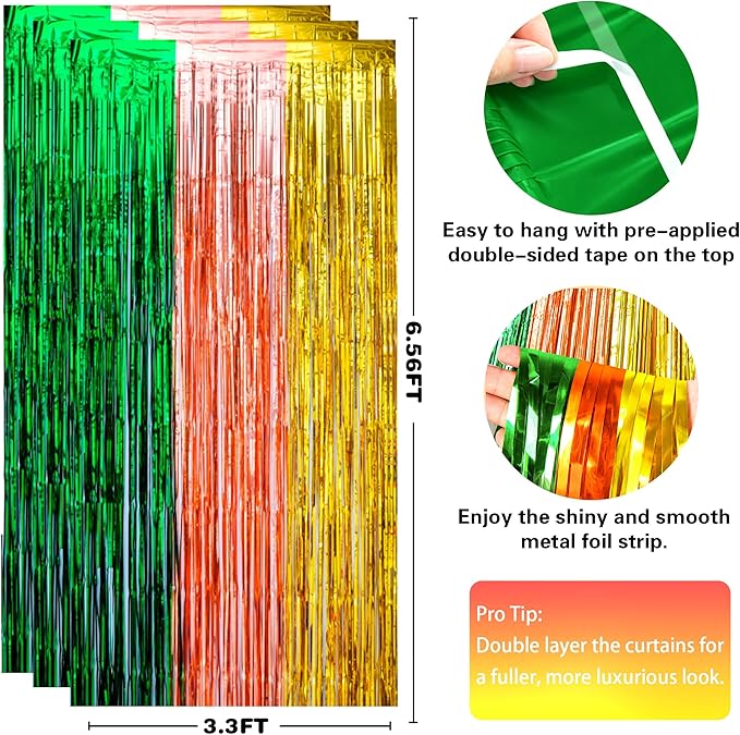 Luau Party Decorations - Green Gold Rose Tropical Streamers Backdrop Banner | Hawaiian Party Decorations for Indoor Outdoor - Summer Beach Pool Birthday Favors Supplies for Home Wall,2 Pack