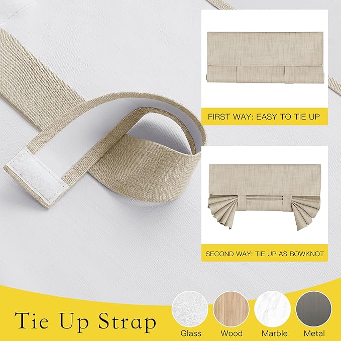 NICETOWN Linen Door Window Covering, Thermal Insulated 100% Blackout Curtain Energy Efficiency Sidelight Curtains Tie Up Shades for Front Back Door, W26 x L640 inch Long, 1 Panel, Taupe