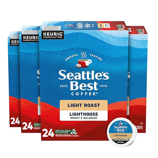 Seattle’s Best Coffee, Light Roast K-Cup Coffee Pods, Lighthouse, Arabica, 4 Boxes (96 Pods Total)