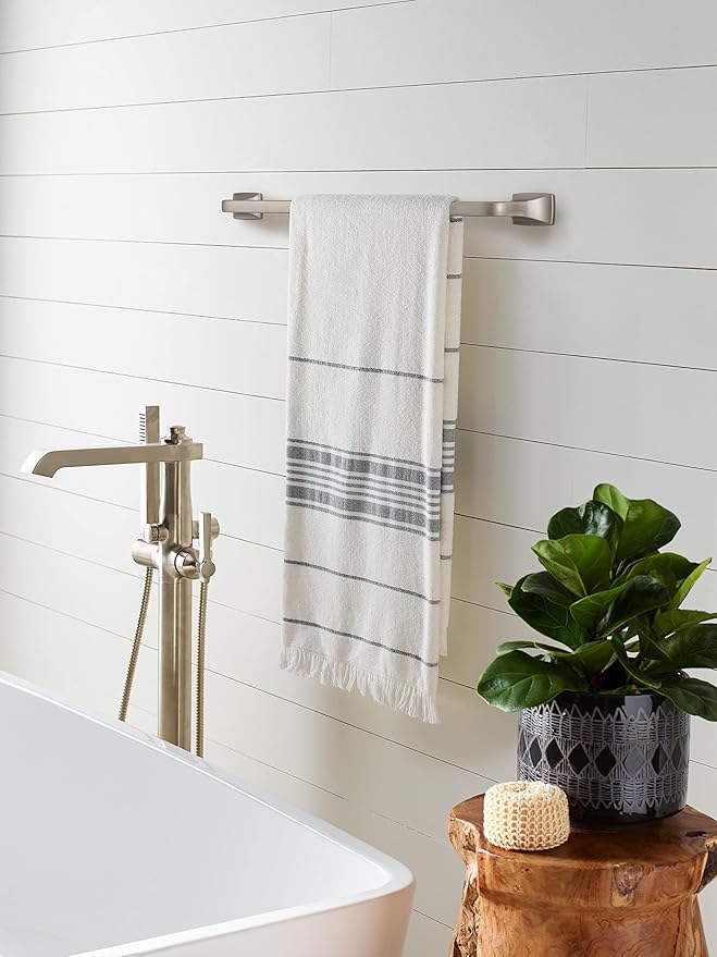 Amerock BH36014G10 | Brushed Nickel Towel Bar | 24 in (610 mm) Towel Rack | Highland Ridge | Bathroom Towel Holder | Bathroom Hardware | Bath Accessories