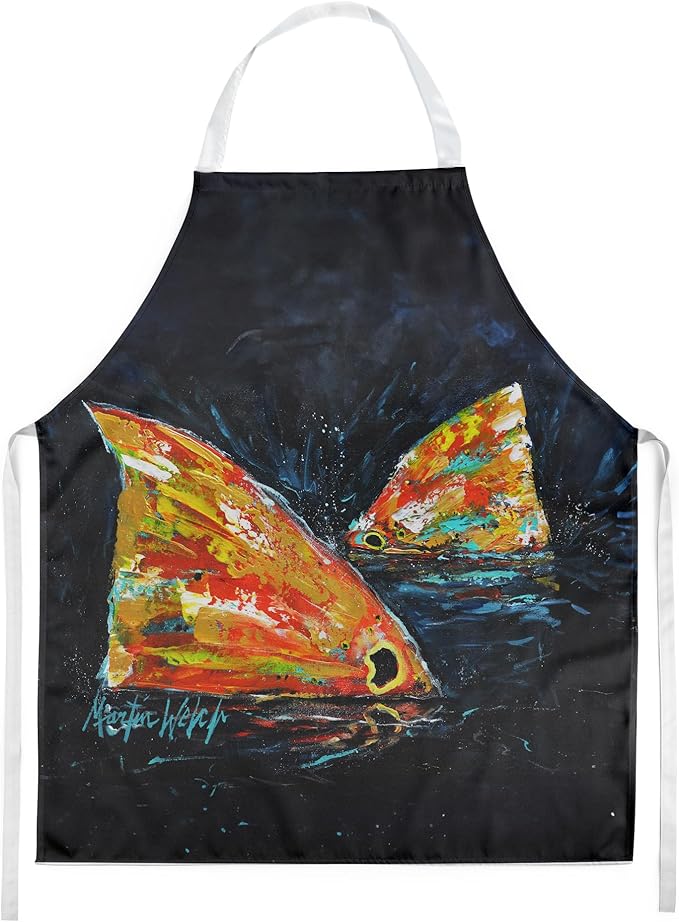 Caroline's Treasures Red Fish Two Tales Apron Cooking Kitchen Server Baking Crafts Gardening for Adult Women Men, Unisex, Large, Multicolor