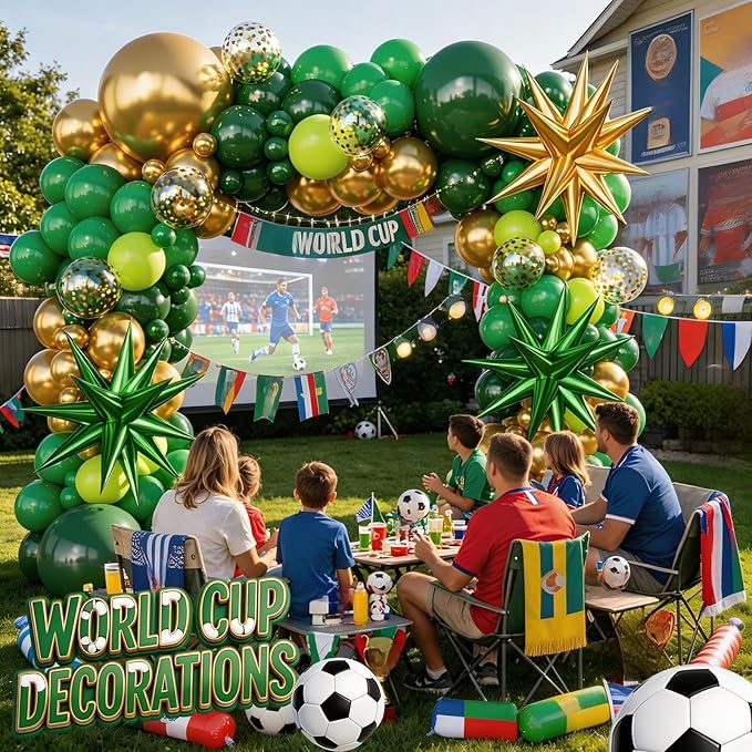 Green and Gold Balloons Garland Arch Kit with Stars Different Shade Green Balloons for Birthday 2026 Graduation Baby Shower Junle Safari Dinosaur Party Anniversary Decorations