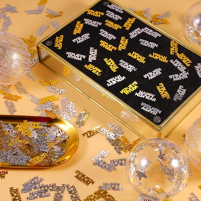 500 Pcs New Year Confetti, Gold 2026 Table Shiny Confetti Glitter for Happy New Year Decorations 2026 New Years Eve Table Decorations