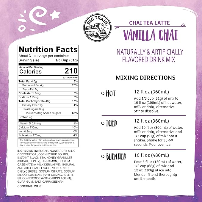 Big Train Vanilla Chai Tea Latte Beverage Mix, 3.5 Pound (Pack of 1)