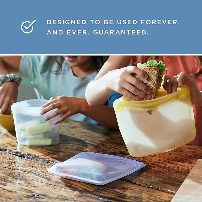 Stasher Silicone Reusable Food Storage Bag, Half Gallon Silicone Bag, Meal Prep, Reusable Freezer Bag, Microwave, Dishwasher, Oven Safe, Sous Vide, Eco Friendly, Food Storage Bag, 64 oz, Clear | Reusable Food Bag