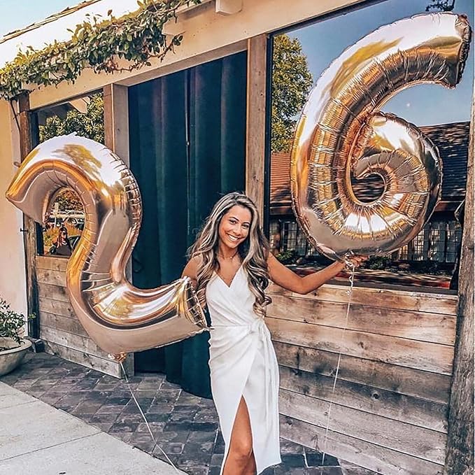 40 Inch 2026 Pack of 4 Gold Big Helium Foil Balloon Numbers Large Mylar Number for Christmas New Year's Eve Party Graduation Birthday