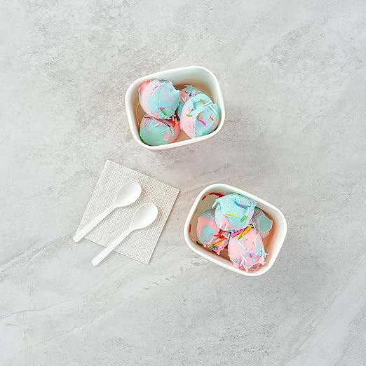 Coppetta 12 Ounce Dessert Cups, 50 Greaseproof Ice Cream Cups - Lids Sold Separately, For Hot And Cold Foods, Vanilla Strawberry Swirl Paper Yogurt Bowls, Disposable, Sturdy - Restaurantware