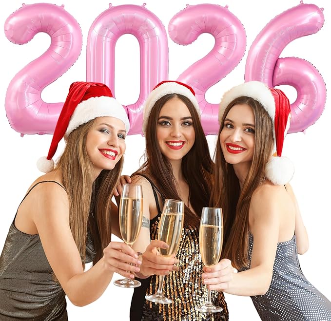 2026 Pastel Pink Balloons, 40" Large Pastel Pink 2026 Balloons Helium Mylar Foil Balloons for 2026 New Year Christmas Graduation Party Decoration
