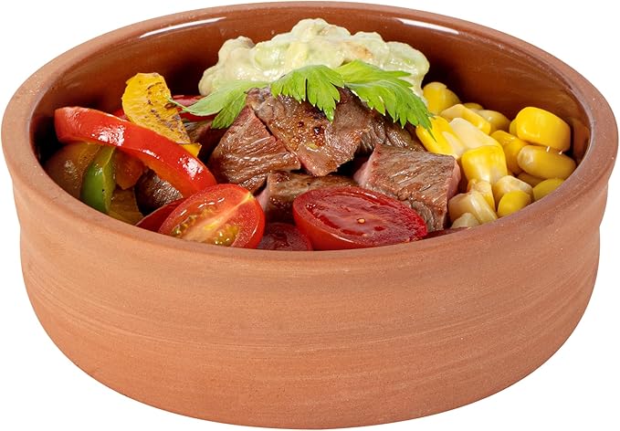 Restaurantware Terracotta Cazuela Bowls 2 Pack of 7 oz Durable Rustic Serving Dish Glazed Oven-Safe Bowl Freezer-Safe Tapas Dish Microwave-Safe Dishwasher-Safe