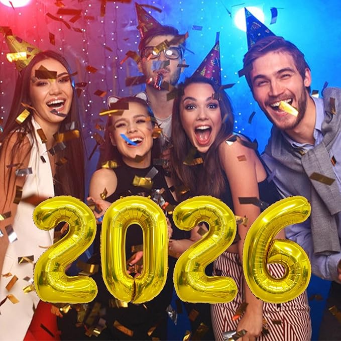 2026 Balloons Gold, Number Balloons 16 Inch, New Years Balloons for 2026 New Years Graduation Decorations Home Office Decoration