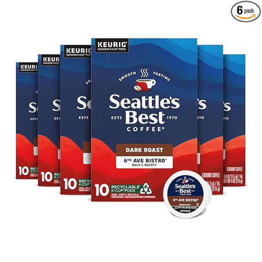 Seattle’s Best Coffee, Dark Roast K-Cup Coffee Pods, 6th Ave Bistro, 100% Arabica, 6 Boxes (60 Pods Total)