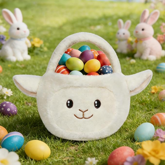 Easter Basket, Easter Baskets for Kids,Sheep Baskets with Handle for Gifts Empty, Bunny Egg Hunting, Basket Stuffers Essentials