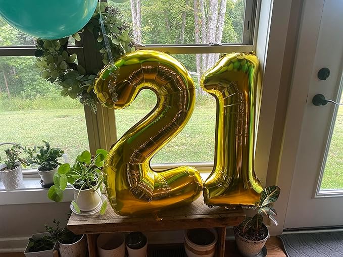 40 Inch Gold 27 Number Balloons, 72 Balloons for Women Men, Birthday Party Decorations for Wedding, Anniversaries, Celebration Party, Graduation, Photo Prop
