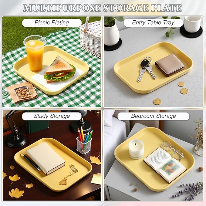 SUTOKAKA Decorative Serving Tray, Manicure Tools Storage Dish, Perfume Jewelry Dinner Placing Plate for Bedroom Kitchen Salon Supplies (Yellow - 1PC, 7.87 * 5.91 * 0.59 INCH)