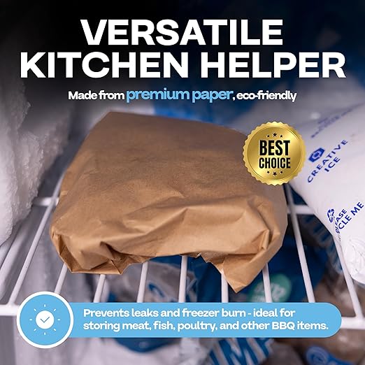 Brown Freezer Paper Sheets 12" x 12", Pack of 50 - USA-Made Paper Sheets for Long-Term Freezing of Meat & Fish - Freezer Pads for Quilting - Bakery Tissue Wraps for Food Storage by IDL Packaging
