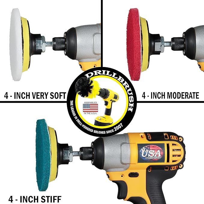 Drillbrush Scrub Brush - Drill Scrub Brush Attachment - Stone Cleaning - Deep Cleaning Brush - Ceramic Tile Cleaner Brush - Deck Scrub Brush - Drill Brush Pads - Rotary Drill Brush Cordless Scrubber