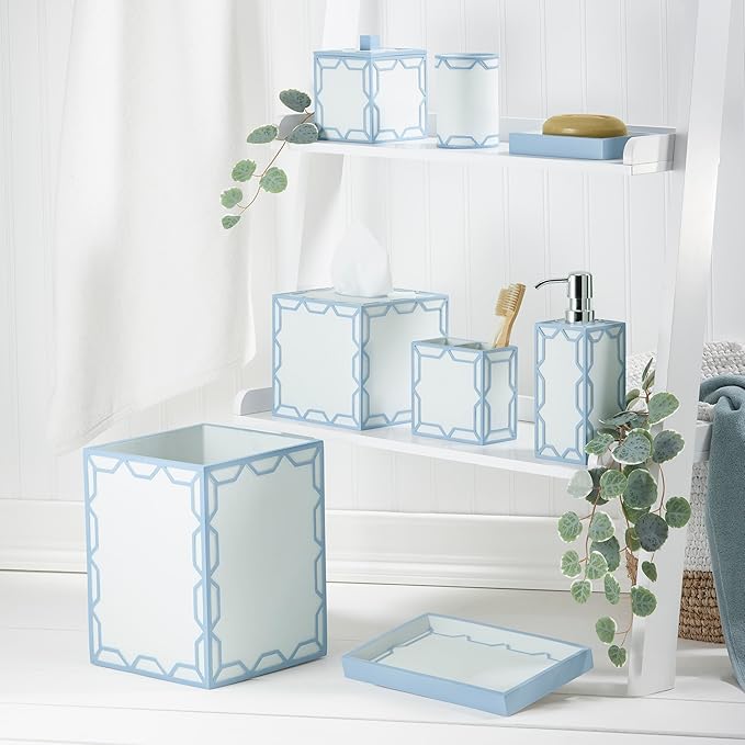 Izod – Tissue Box Cover, Hand-Painted Sand Resin with Trellis Pattern, Geometric Home Decor – Perfect for Bathrooms, Bedrooms, Kitchens or Offices (Trellis)