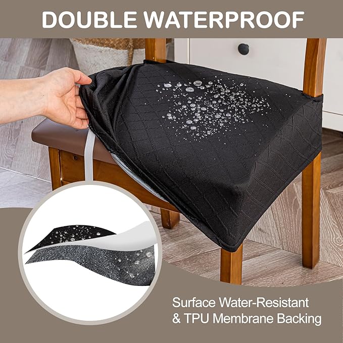 Genina Waterproof Seat Covers for Chairs Seat Covers for Dining Room Chair Slipcovers Kitchen Chair Covers Dining Chair Covers