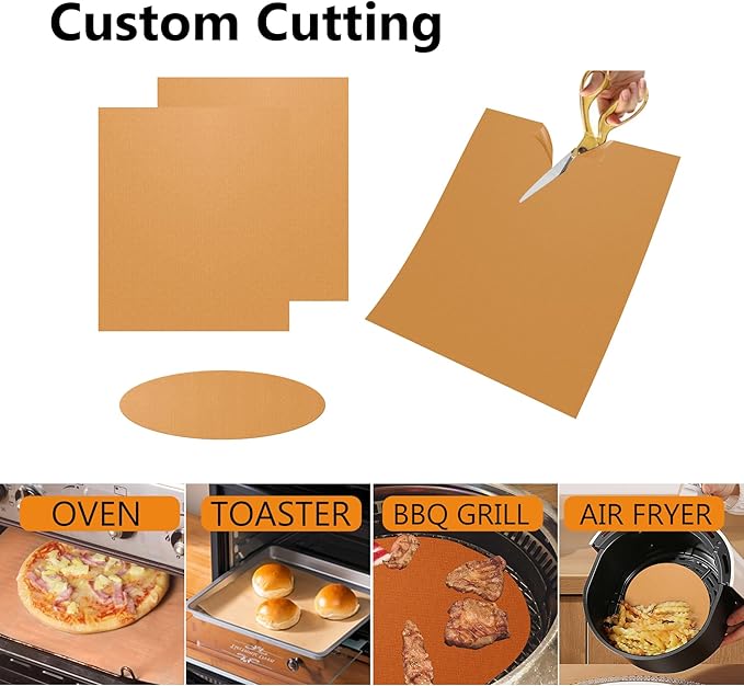 UBeesize 4 Pack XL Thickened Copper Oven Liners for Bottom of Oven, Reusable 17x25 Inch Heavy Duty Non Stick Teflon Oven Mats BPA & PFOA Free, Fit Electric Gas Toaster Convection Ovens Grills