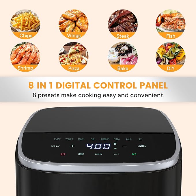 Sweetcrispy Air Fryer 4 Quart with Window, 1500W Digital Airfryer with 8 Presets, 60-Min Timer, Max 400°F, Auto Shut Off & Nonstick Dishwasher Safe Basket, Shake Reminder for Small Kitchen