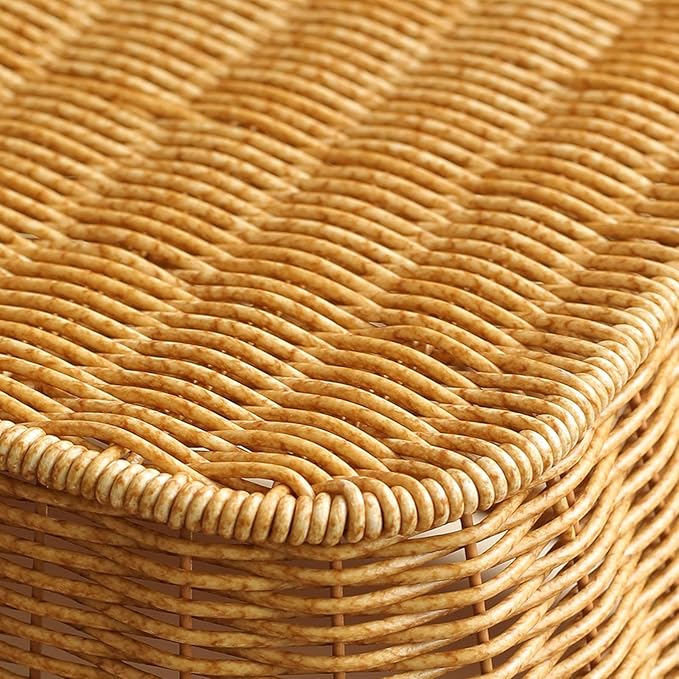 Fenteer Imitation Rattan Basket Storage Bin Decorative Container Woven Basket for Organizing for Home Kitchen Coffee Table Decoration