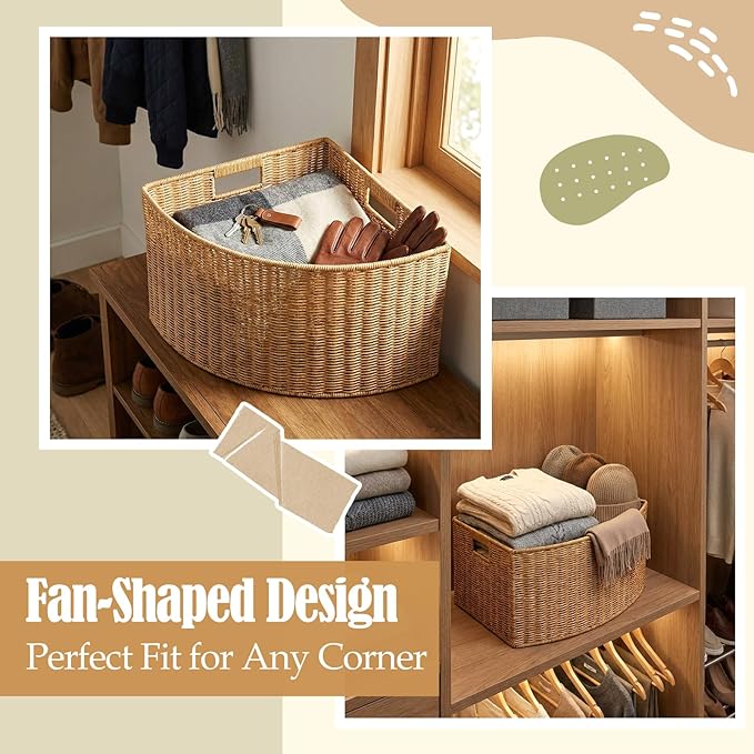 Corner Storage Basket Triangle Storage Box Lightweight with Handle Space Saving Accessory Organizer for Bathroom Magazines , L