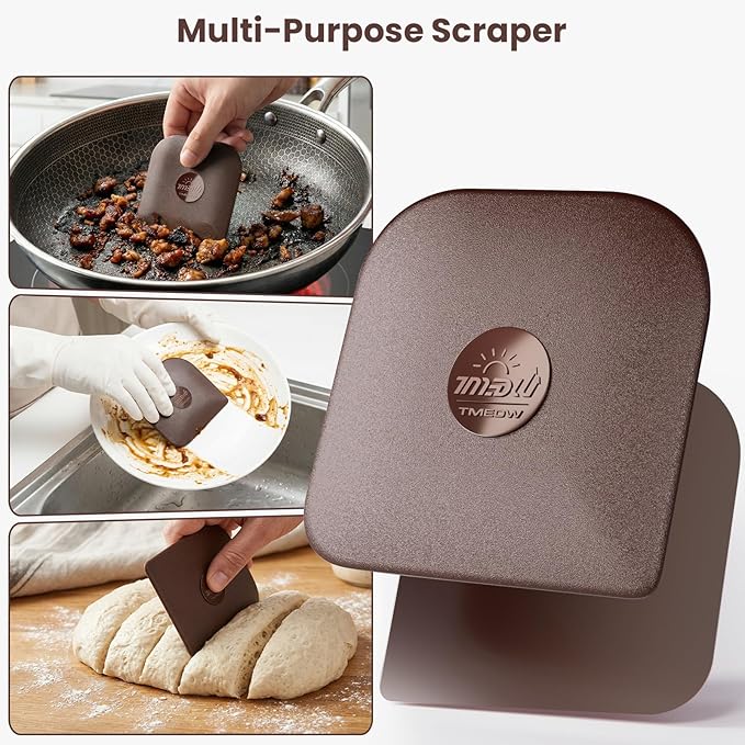Pan Scraper, 5 Pcs Pot Scraper, Pan Scraper Plastic, Multifunctional Scraper Tool for Kitchen, Non-Slip, Food Safe, High Heat Resistant