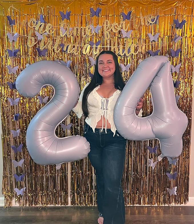 2 Numbers Balloon 40 Inch Cream Purple Two Balloon Number Birthday Decor, 2nd 12 21st Party Celebration Decorations Graduations Wedding Baby Shower
