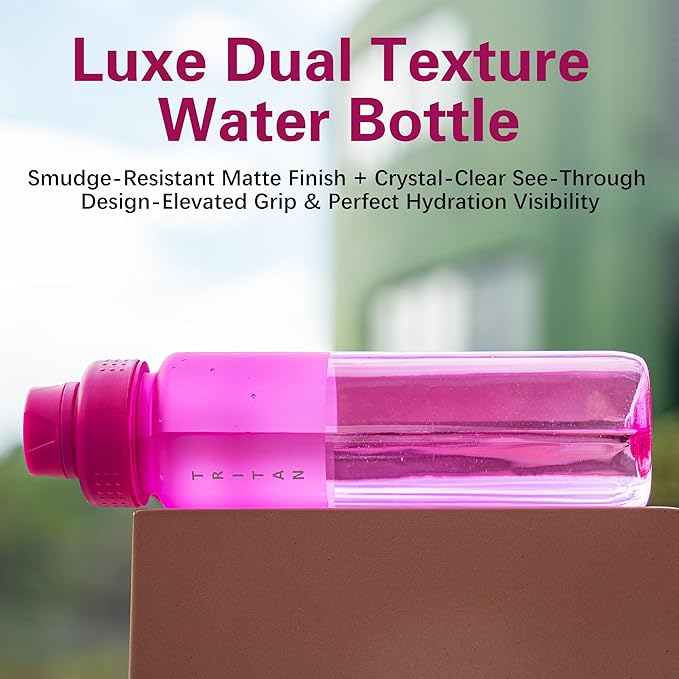 OLDLEY 32oz Frosted Clear Water Bottle, BPA-Free Tritan Plastic Reusable Water Bottle with Fast-Flow Spout Lid, Wide Mouth Leakproof Sports Drinking Bottle for Gym, School,Travel,Aurora Borealis