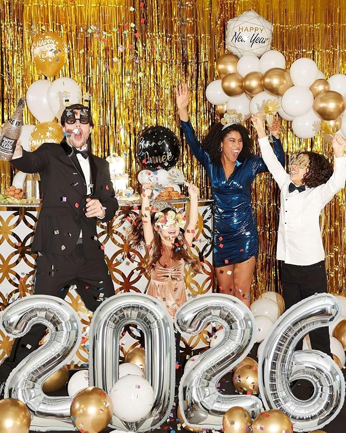 Silver 2026 Balloons, Gaint 40 Inch Silver 2026 Number Balloons,40 Inch 2026 Balloons for New Year Eve Party Supplies 2026, New Years Decorations 2026, Christmas, Graduations Decorations