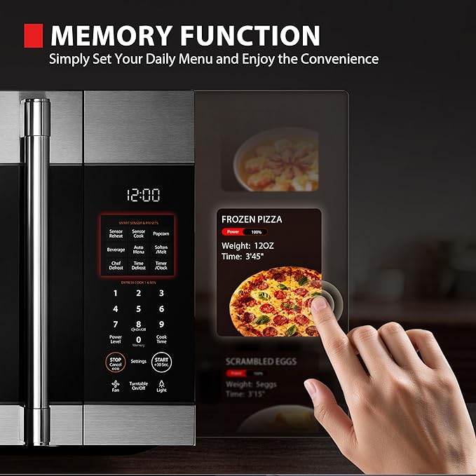 TOSHIBA 1.9 Cu.Ft. Over the Range Microwave Oven with Easy Installation, Soft Close Door, ChefDefrost, Sensor, 400 CFM Ventilation, 1000W, Stainless Steel, OA-EM19PH(SS)