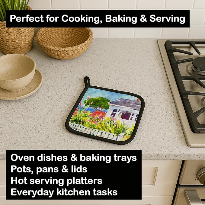 Caroline's Treasures 6133PTHD Houses Pair of Pot Holders Kitchen Heat Resistant Pot Holders Sets Oven Hot Pads for Cooking Baking BBQ, 7 1/2 x 7 1/2