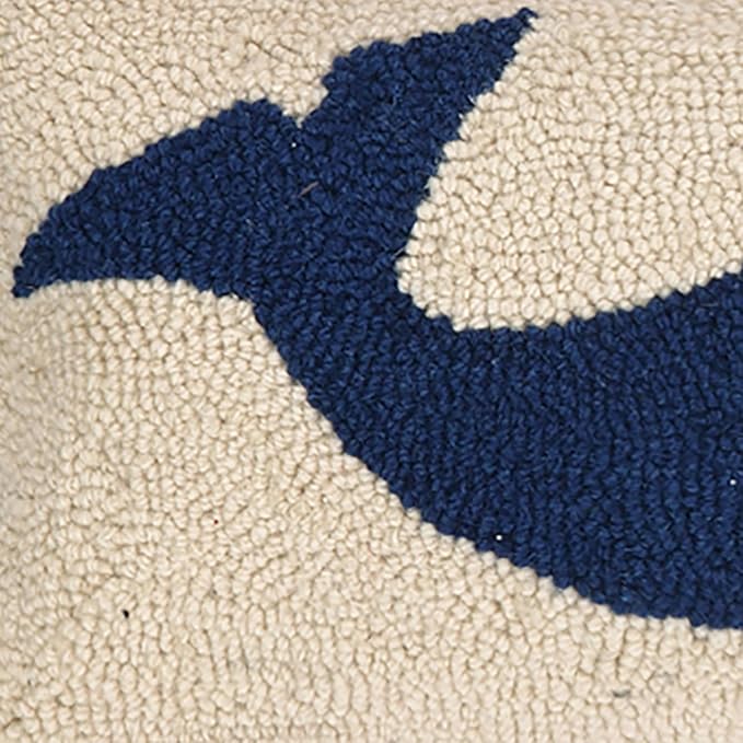 Welcome Whale Wool Hook Coastal Pillow by The Pillow Shoppe, 8x24 Oblong