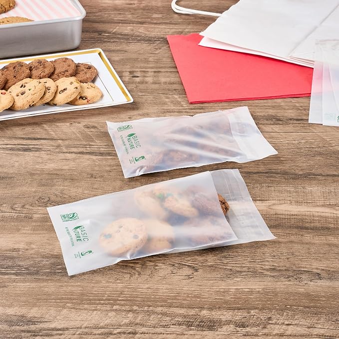 Restaurantware Food Storage Bags 100 Count 7 x 5 Inches Translucent Adhesive Bags Plastic Reusable Translucent for Cold Food Storage