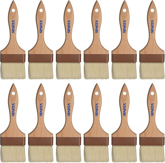 SPARTA 4037600 Boarhair Basting Brush, Flat Brush with Flat Brushhead, 9.25"L x 4"W, Wood Handle (Pack of 12)