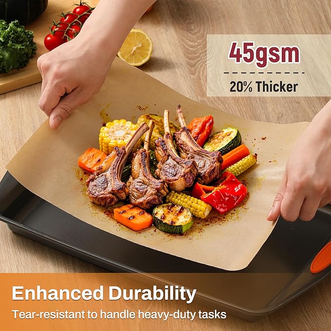 200Pcs 9x13 Inch Unbleached Parchment Paper Sheets for Baking, Pre-Cut, Non-Stick Parchment Paper for Baking, Cooking, Grilling, Air Fryer, Half Sheet Baking Sheets for Baking Cookies, Cooking, Oven
