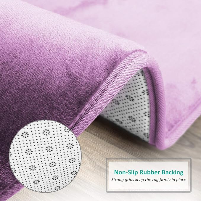 Clara Clark Bathroom Rugs, Velvet Memory Foam Bath Mat, Non-Slip, Machine Washable Bath Rugs - Dries Quickly, Ultra Soft Plush Bath Mats for Bathroom, 20 x 24, Lavender Dream
