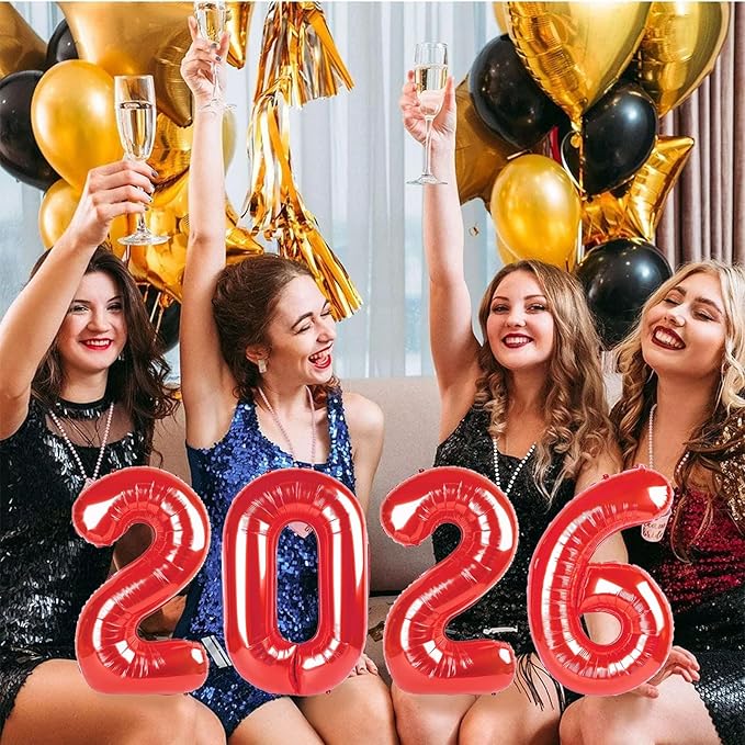 16 Inch 2026 Balloons Red, Number Balloons 16 Inch, New Years Balloons for 2026 New Years Graduation Decorations Home Office Decoration