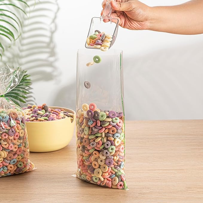 Restaurantware Candy Bags 100 Pcs 14" x 7" Heat-Sealable Clear Plastic Bags Greaseproof Home Compostable Freezer-Ready No-Flap Treat Carriers for Candies, Cookies, Bakery, Party Favours