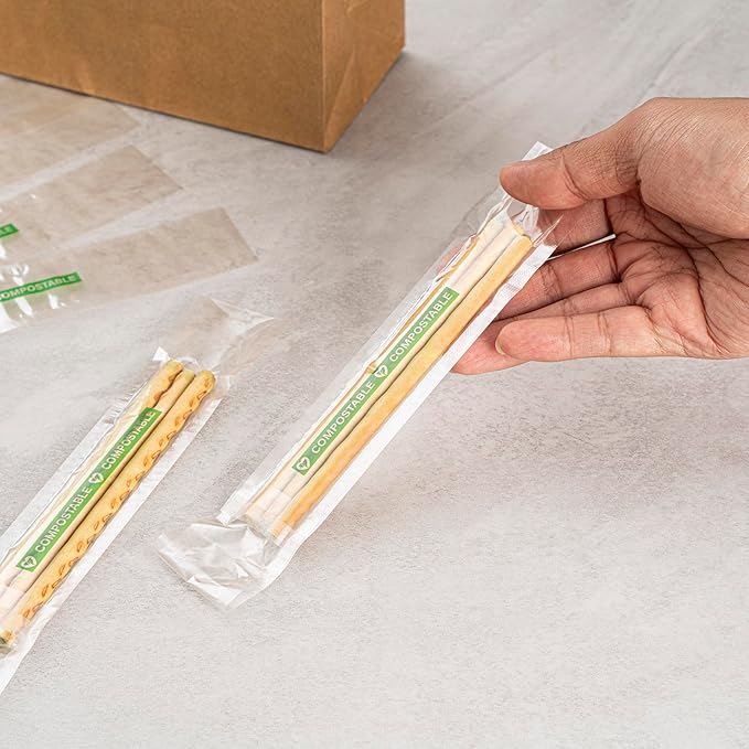 Restaurantware Candy Bags 100 Pcs 8" x 1" Heat-Sealable Clear Plastic Bags Greaseproof Home Compostable Freezer-Ready No-Flap Treat Carriers for Candies, Cookies, Bakery, Party Favours