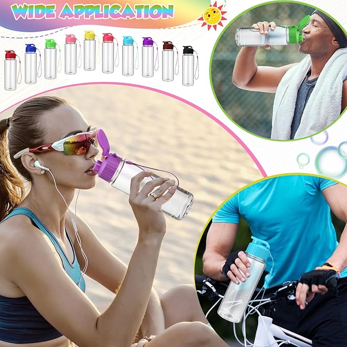 Maxcheck 30 Pieces Water Bottle Bulk 17 oz Plastic Sports Water Bottles Bulk with Handle Strap Lightweight Leakproof Drink Flip Top for Adults Fit Gym(Classic Style,Multicolored)